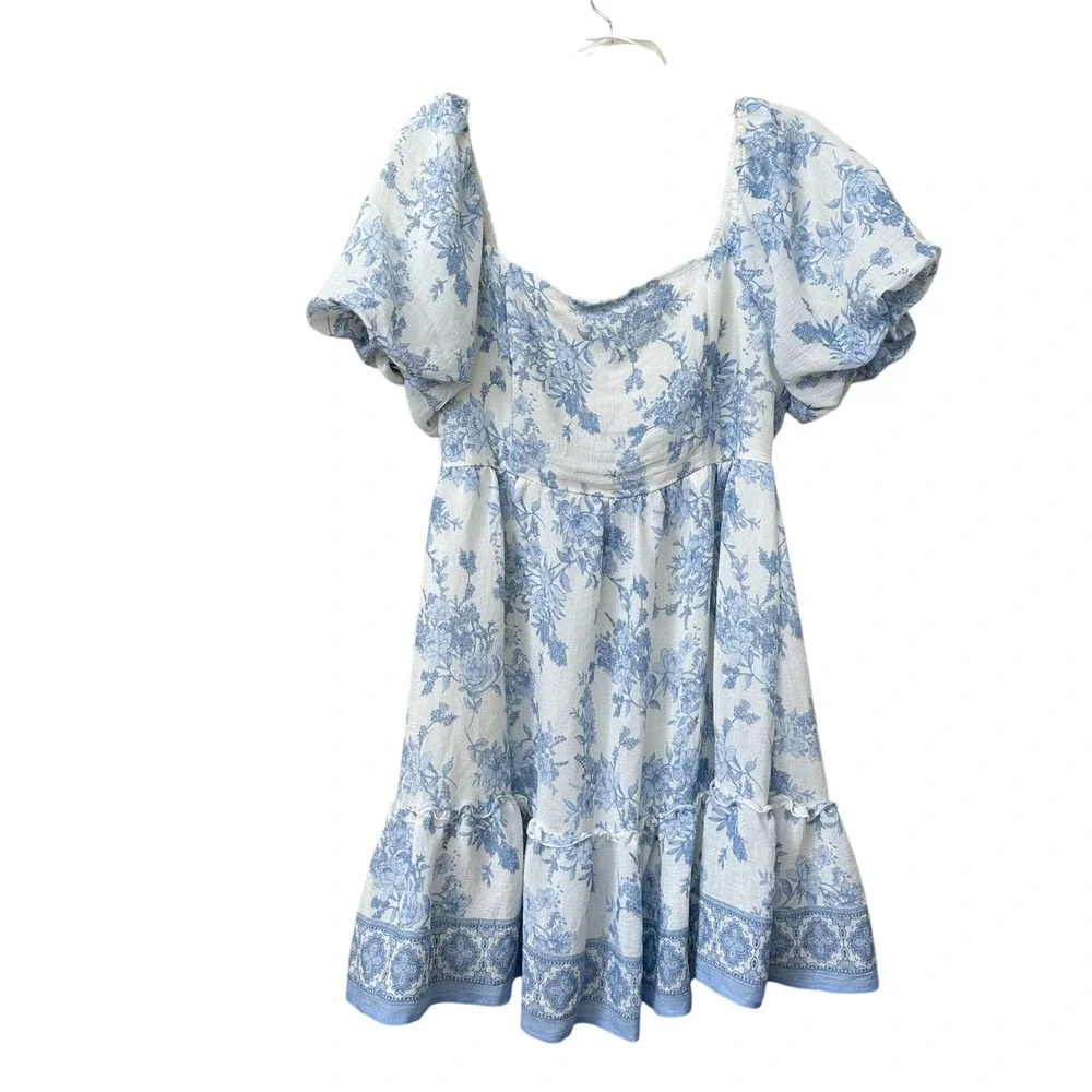 Blu Pepper Floral Tiered Ruffle Hem Dress XL Puff‎ Sleeve Cottage Peasant